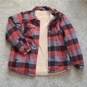 Stoic sherpa/fur lined, plaid shirt jacket